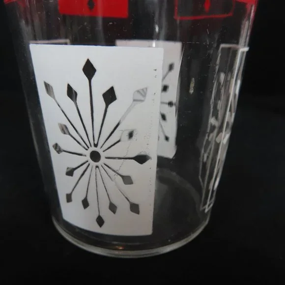 Set of 4 Vintage McM Starburst Hazel Atlas Red and White Design Drinking Glasses - Picture 5 of 12